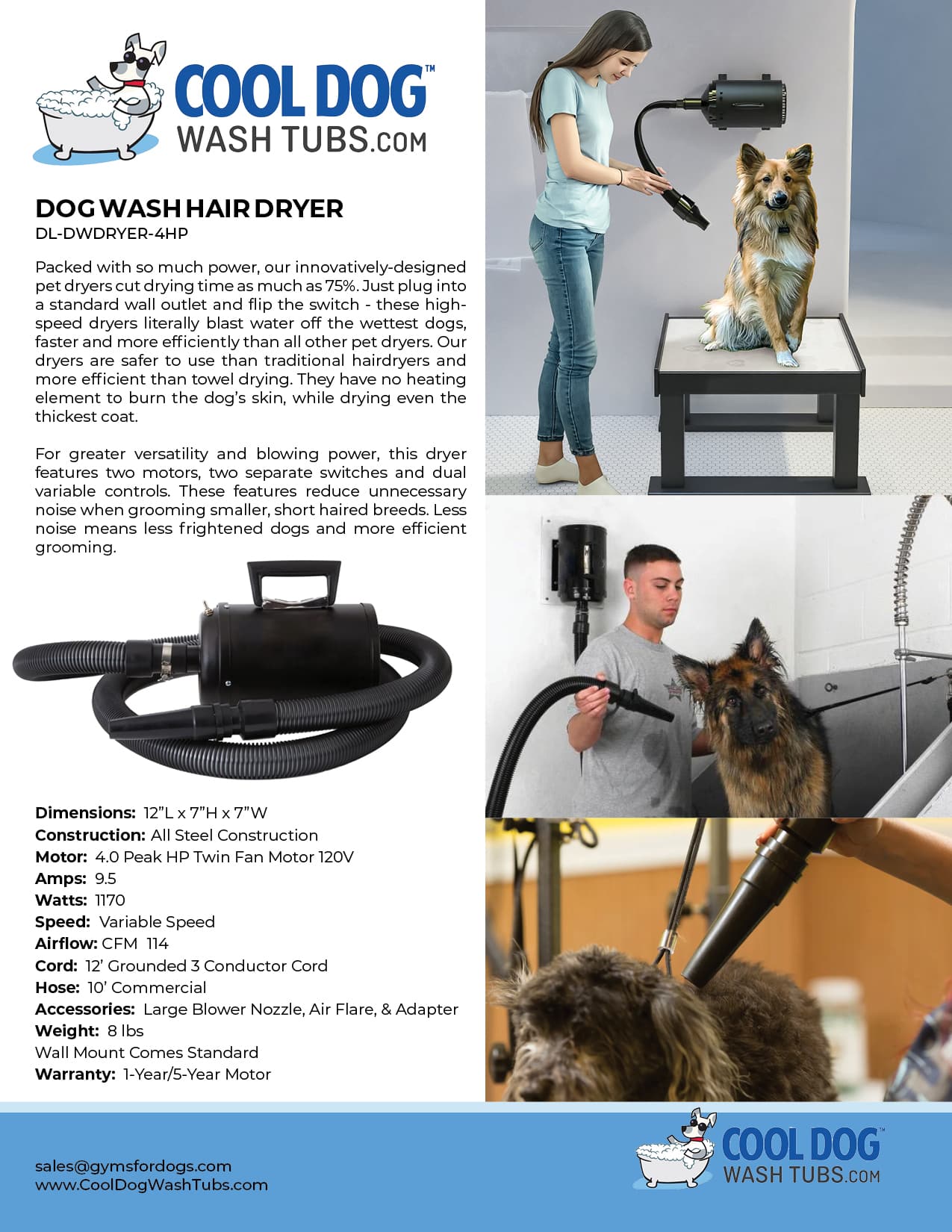 Cool Dog Dog Wash Hair Dryer Specs