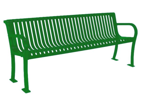 6ftSlatedBench Silhouette ThermoCoated Green